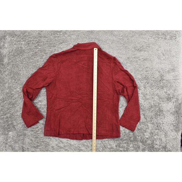 Chico's Size 3 Red Polyester Button-Up Top - Preowned Long Sleeve - Picture 5 of 8